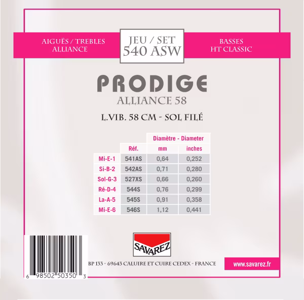 Savarez 540ASW Prodige Alliance 58 - Nylon-Saiten für klassische Gitarre
