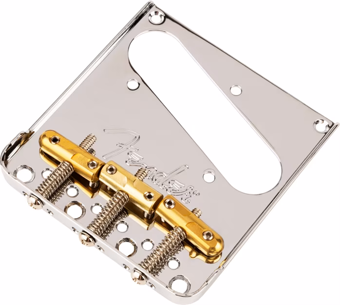Fender 3-Saddle Top-Load/String-Through Tele Bridge with Compensated Brass Saddles - Brücke