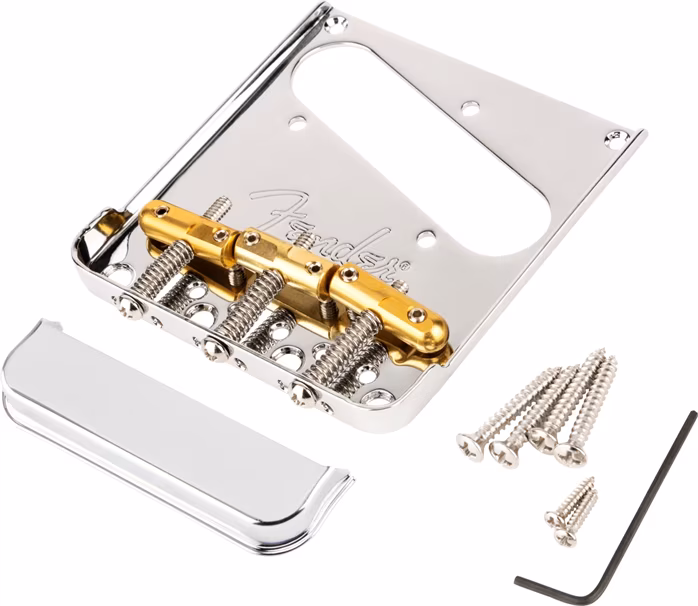 Fender 3-Saddle Top-Load/String-Through Tele Bridge with Compensated Brass Saddles - Brücke