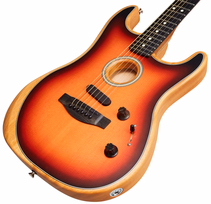 Fender Acoustasonic Stratocaster 3 Tone Sunburst - Elektroakustische Hybridgitarre