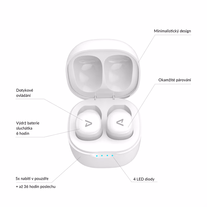 LAMAX Dots2 Touch White wireless charging - Wireless-Headset