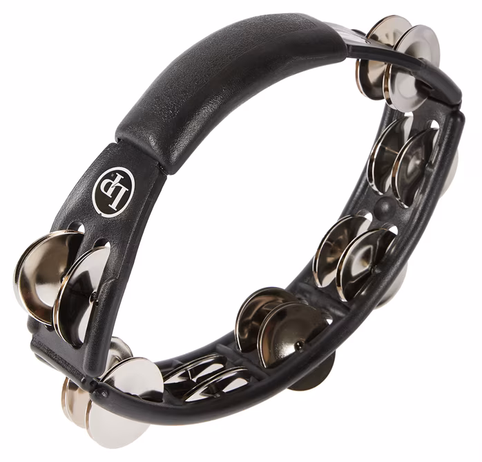 Latin Percussion Cyclops Tambourine Steel Jingles Black Hand Held - Tamburin