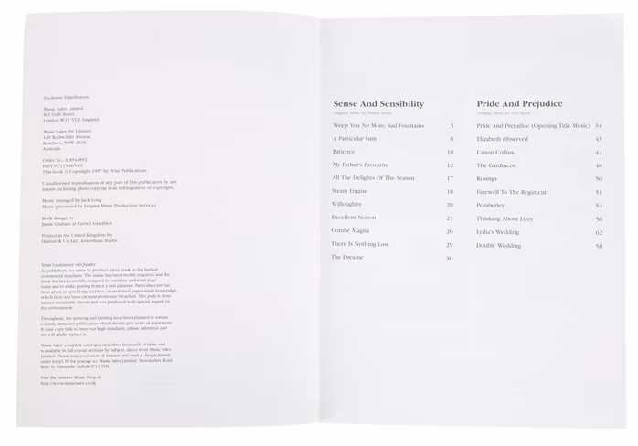 MS Jane Austen: The Music - Klaviernoten