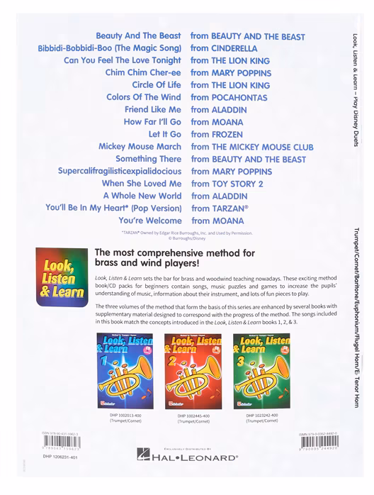 MS Look, Listen & Learn - Play Disney Duets - Trompeten-Schule für Anfänger