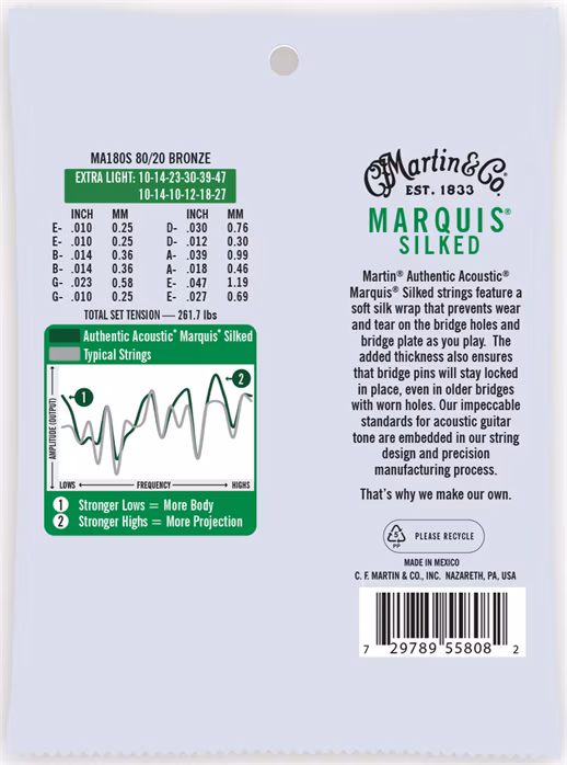 Martin Authentic Marquis 80/20 Bronze 12-String Extra Light - Saiten für zwölfsaitige Gitarre
