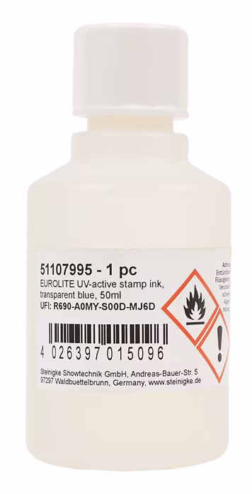 Eurolite UV-active stamp ink Transparent Blue 50 ml - UV-Farbe