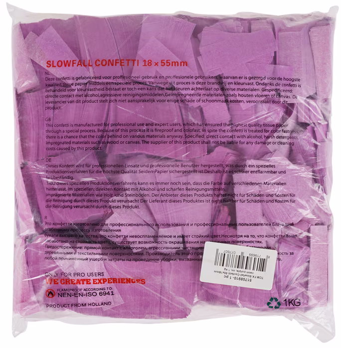 Tcm Fx Pomalu padající obdélníkové konfety 55x18mm, neonové-fialové, UV - Konfetti