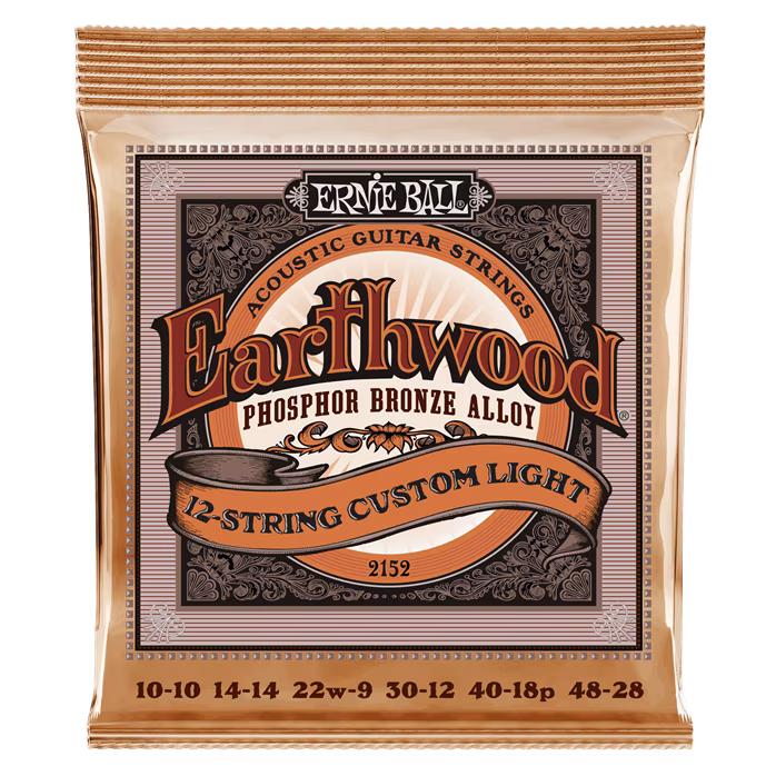 Ernie Ball 2152 Earthwood Phosphor Bronze Custom Light 12-String - Saiten für zwölfsaitige Gitarre