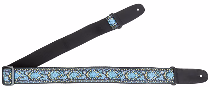 Amumu Hippie Embroidery Cotton Strap Blue - Gitarrengurt