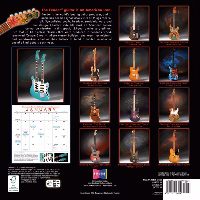 Fender 2023 Custom Shop Calendar - Geschenkartikel