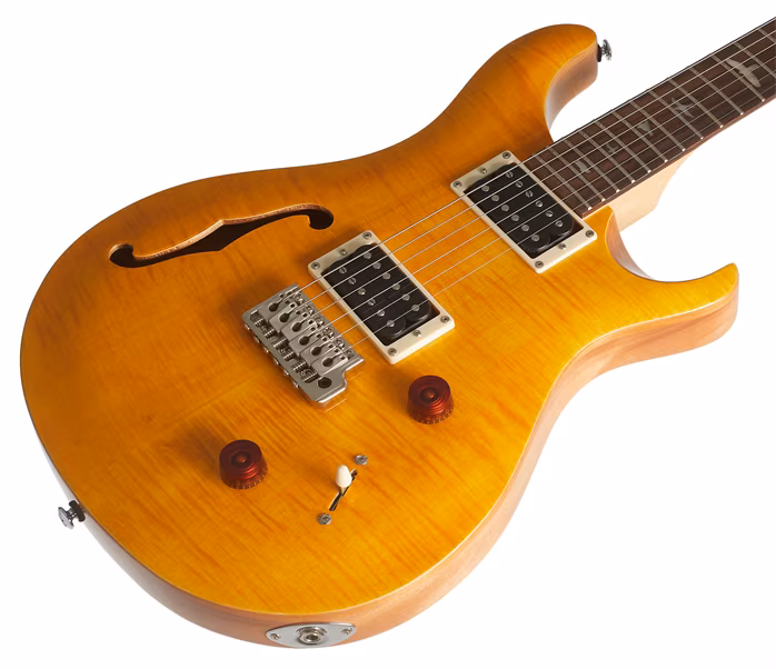 PRS SE Custom 22 Semi-Hollow Violin Top Carve Santana Yellow - Semiakustische Gitarre