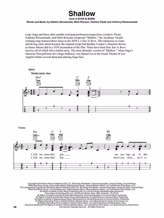 MS Movie Songs For Solo Fingerstyle Ukulele - Noten für Ukulele