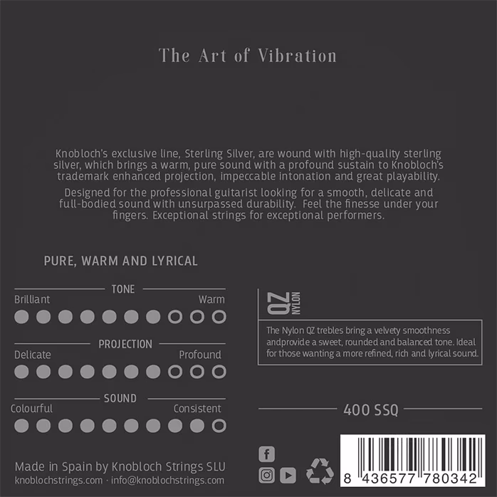 Knobloch STERLING SILVER QZ Nylon Medium-High Tension 34.0 - Nylon-Saiten für klassische Gitarre