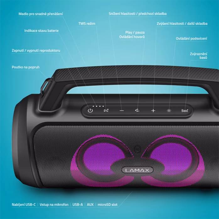 LAMAX PartyGo1 - Mobiler Wireless Lautsprecher