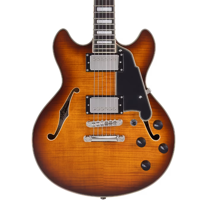 D'Angelico Premier Mini DC Double Cutaway Stop-Bar Tailpie CE Dark ICEd Tea Burst - Semiakustische Gitarre