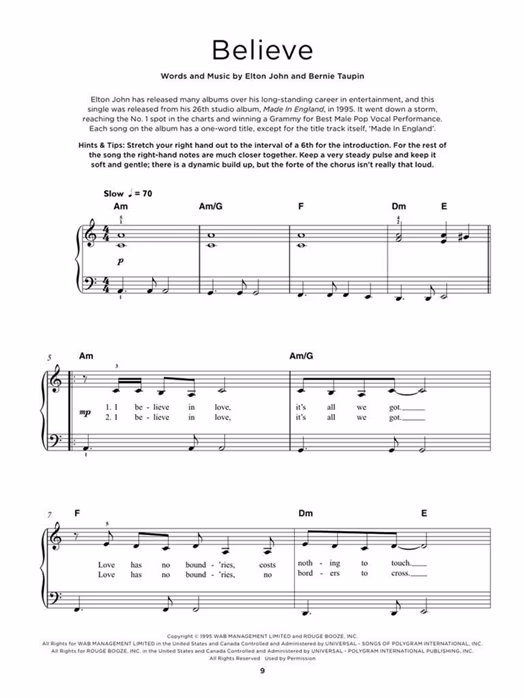 MS Really Easy Piano: 40 Elton John Songs - Klaviernoten