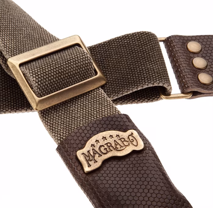 Magrabò Stripe SC Cotton Washed Olive Green / Twinkle Grey 5 cm - Gitarrengurt