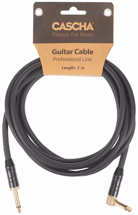 Cascha Professional Line Guitar Cable, Angled, Black, 3 m - Instrumentenkabel