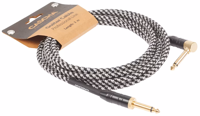 Cascha Professional Line Guitar Cable, Angled, Tweed Black, 3 m - Instrumentenkabel