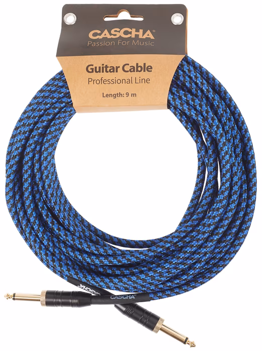Cascha Professional Line Guitar Cable, Straight, Tweed Blue, 9 m - Instrumentenkabel