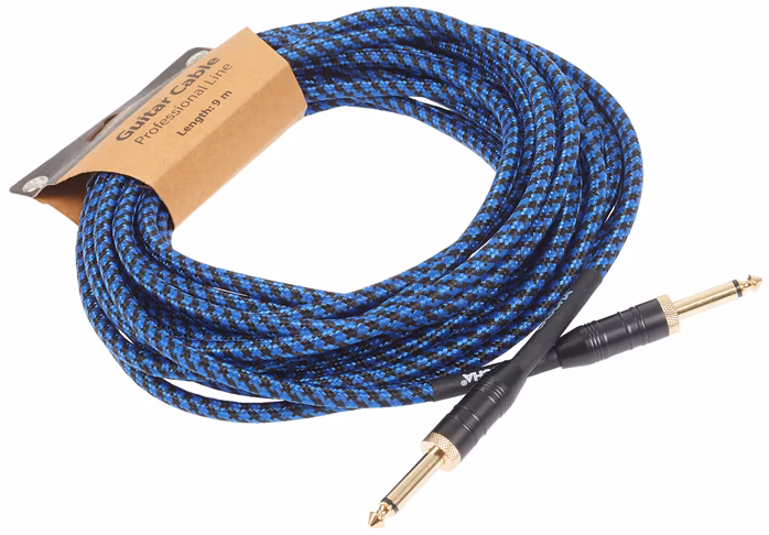 Cascha Professional Line Guitar Cable, Straight, Tweed Blue, 9 m - Instrumentenkabel