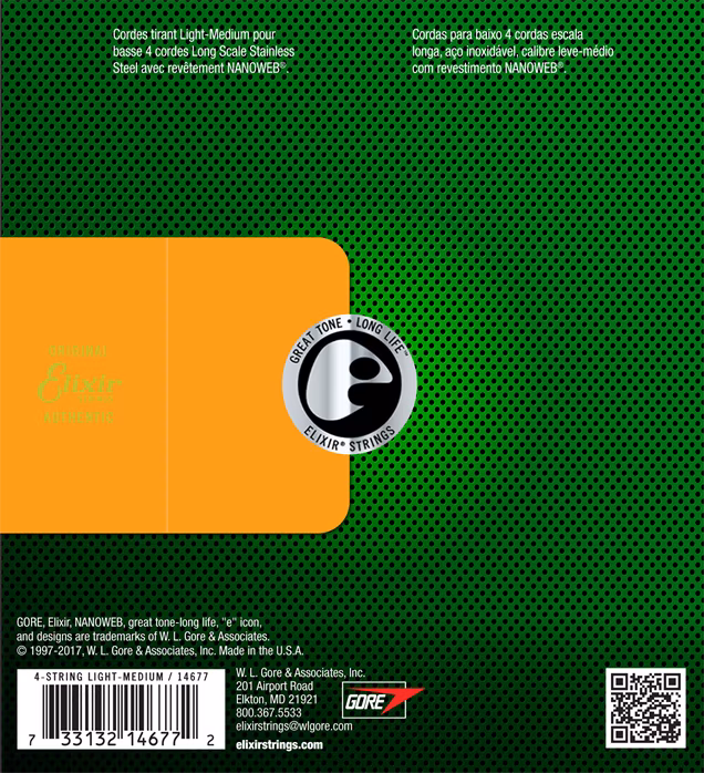 Elixir 14677 Light/Medium, Long Scale - Basssaiten