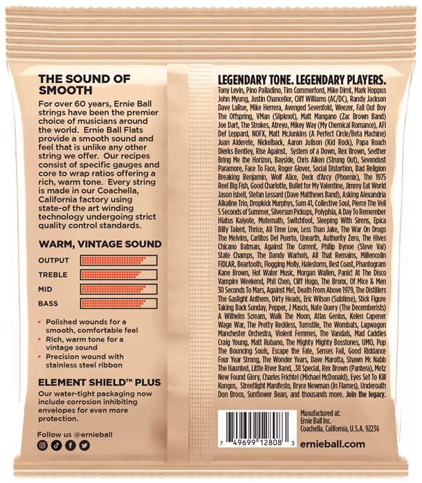 Ernie Ball 2808 Group 4 Flats Flatwound Electric Bass 40-95 - Basssaiten