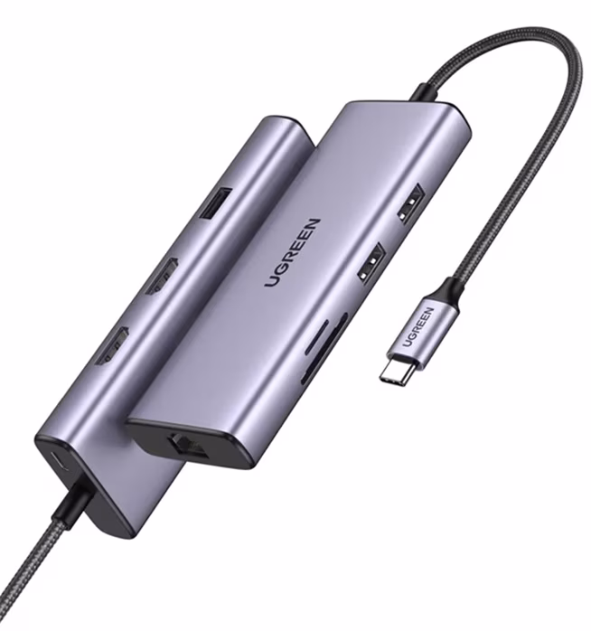 Ugreen 90119 Port Extender USB-C/2*USB3.0+USB2.0+2*HDMI+RJ45 Gigabit+SD&TF +PD - Docking station