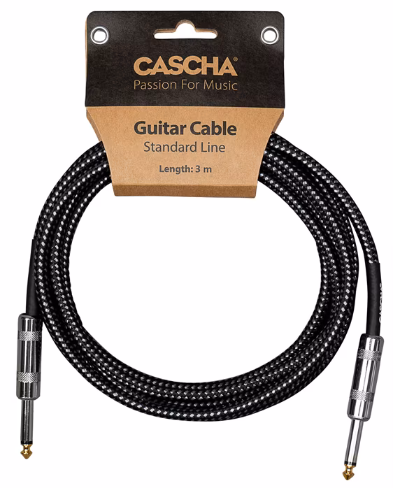 Cascha Standard Line Guitar Cable Straight Black Tweed 6m      - Instrumentenkabel