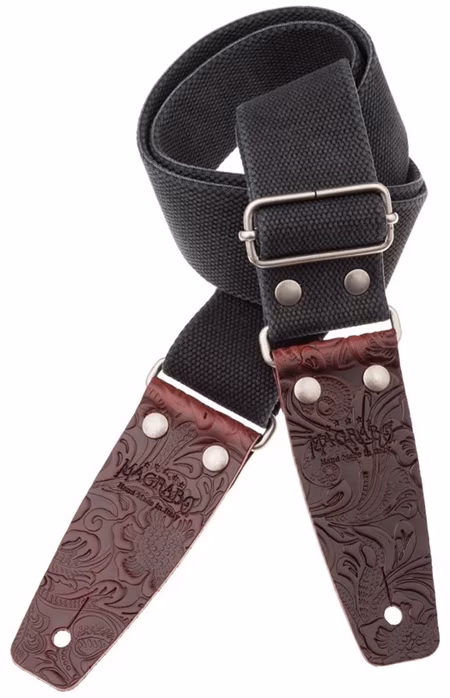 Magrabò Stripe SC Entry Olded Black 5 cm Bordeaux Ends - Gitarrengurt