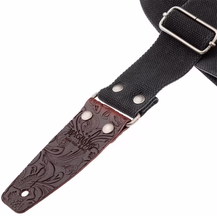 Magrabò Stripe SC Entry Olded Black 5 cm Bordeaux Ends - Gitarrengurt