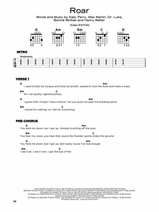 MS Pop Songs for Kids - Really Easy Guitar Series - Gitarrennoten