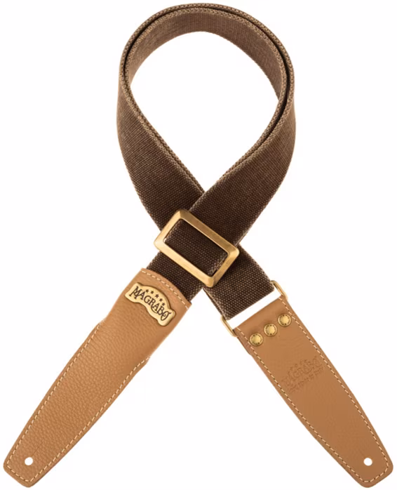 Magrabò Stripe SS Cotton Washed Brown / Cappuccino 5 cm - Gitarrengurt