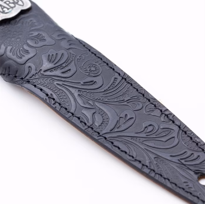 Magrabò Stripe SS Cotton Washed Black 5 cm, Flores Black - Gitarrengurt