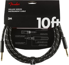 FENDER Deluxe Series 10' Instrument Cable Black Tweed