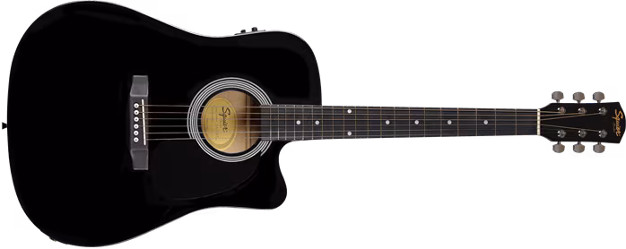 Fender Squier SA-105CE, Dreadnought Cutaway, Black (použité) - Elektroakustická kytara