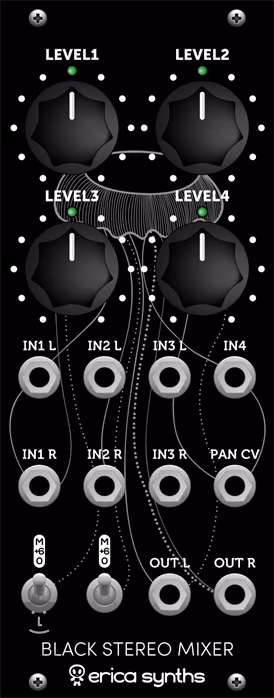Erica Synths Black Stereo Mixer V2 - Eurorack modul