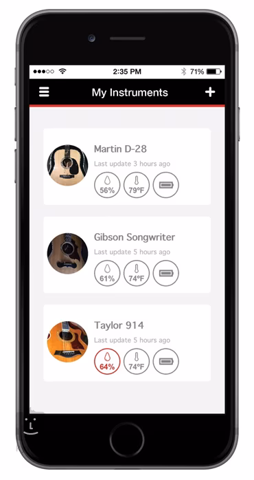 D'Addario Humiditrak - Bluetooth Humidity and Temperature Sensor - Teploměr, vlhkoměr