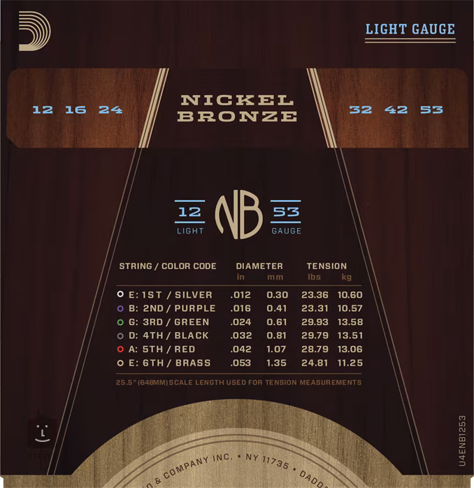 D'Addario NB1253-CP10 - Kovové struny pro akustickou kytaru