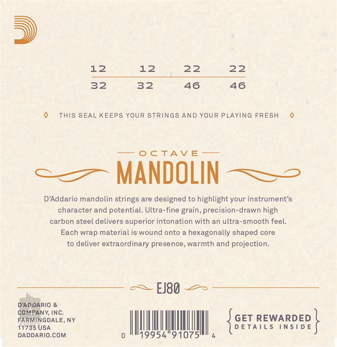 D'Addario EJ80 - Struny pro mandolínu
