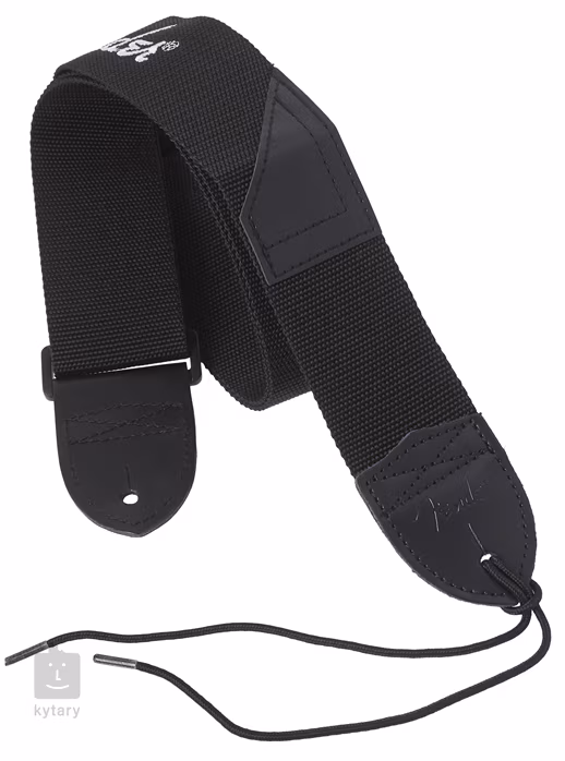 Fender 2" Black Poly Strap with White Logo - Kytarový popruh