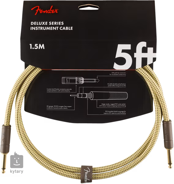 Fender Deluxe Series 5' Instrument Cable Tweed - Nástrojový kabel