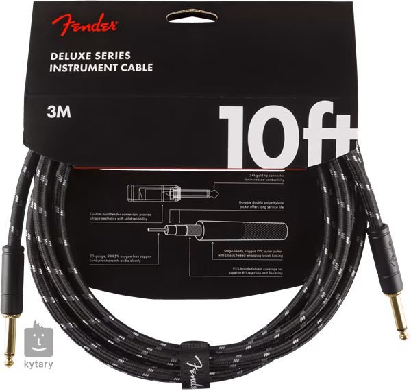 Fender Deluxe Series 10' Instrument Cable Black Tweed - Nástrojový kabel