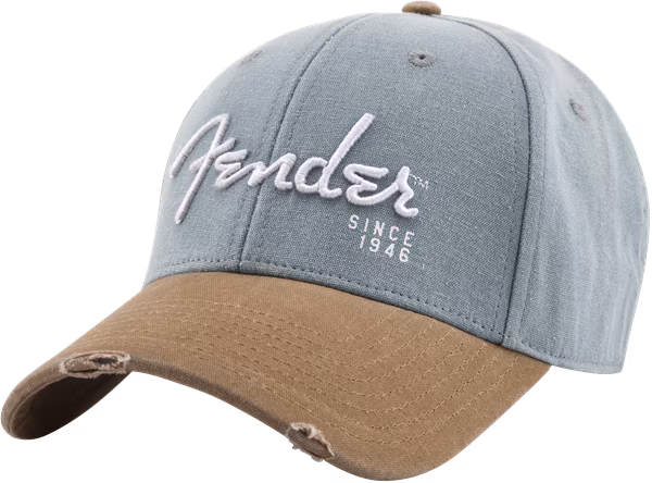 Fender Spaghetti Logo Washed Snapback Grey & Brown - Kšiltovka