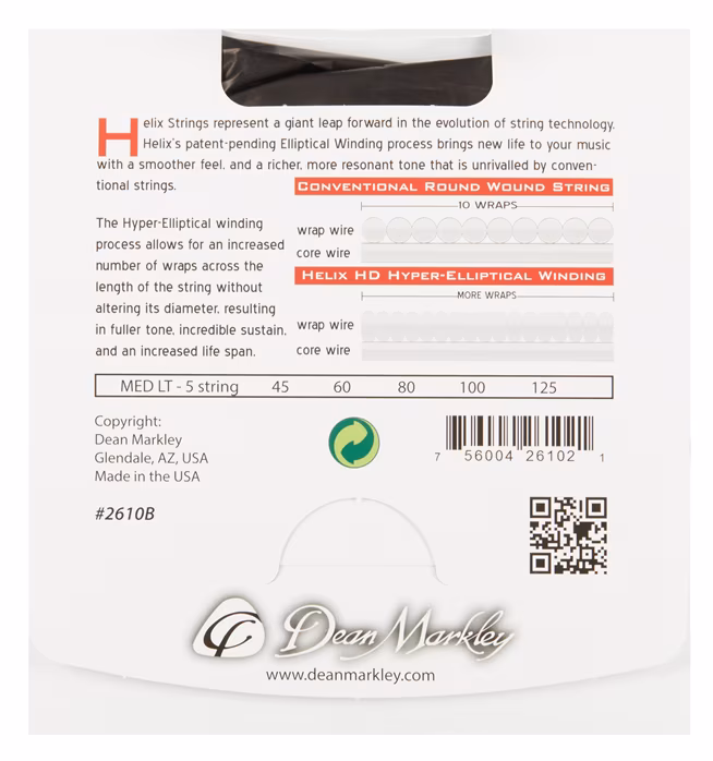 Dean Markley 2610B 5LT 44-125 Helix NPS Bass (rozbalené) - Struny pro pětistrunnou baskytaru