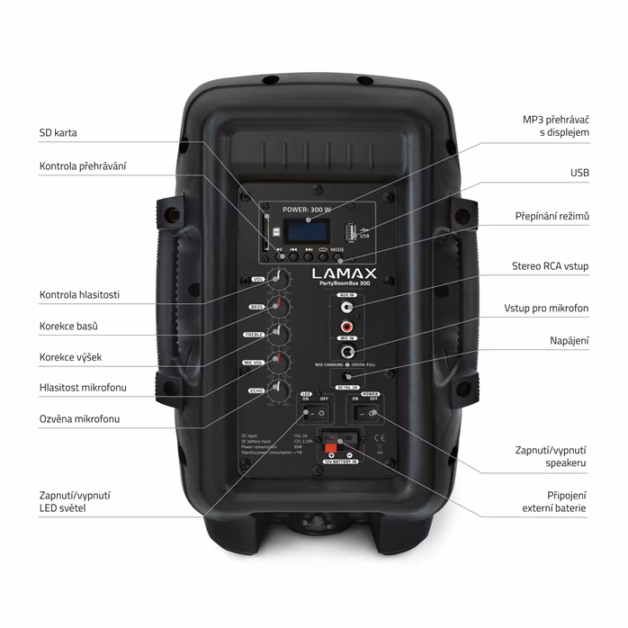 LAMAX PartyBoomBox300 - Bezdrátový přenosný reproduktor