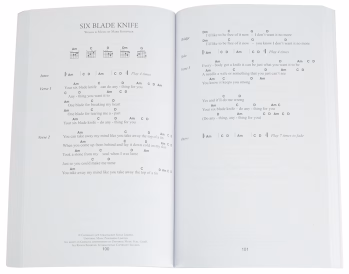 MS The Little Black Songbook: Dire Straits And Mark Knopfler - Zpěvník