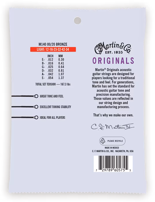 Martin Originals Light - Kovové struny pro akustickou kytaru