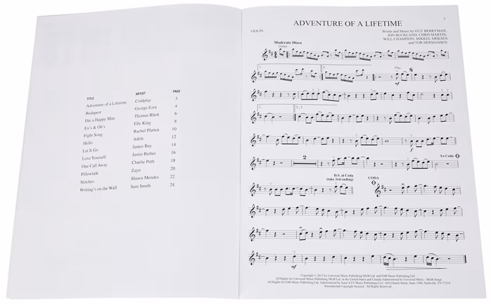 MS Hal Leonard Instrumental Play-Along: Top Hits - Violin - Noty na housle