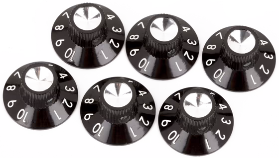 Fender Pure Vintage Black/Silver Skirted Amplifier Knobs - Volume knob